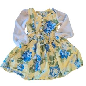 SWAT Yellow Blue Green White Vintage Inspired Long Sleeve Dress